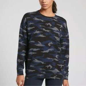 Athleta Women's Camouflage Crew Neck Sweater - Black and Blue